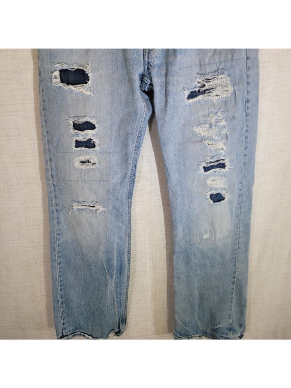 American Eagle Low Rise Boot Jeans Mens 30x34 Act 32x33 Blue Distressed Denim - Picture 3 of 10